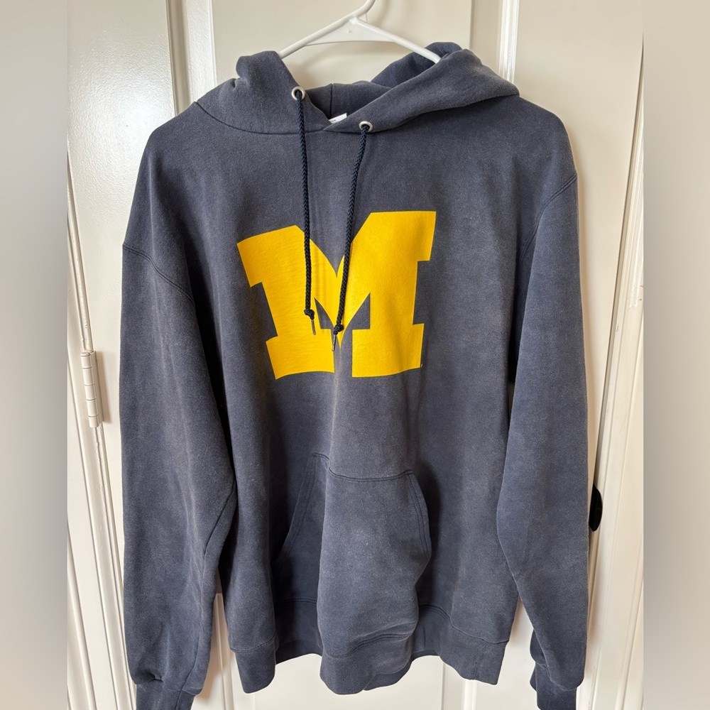 Michigan Navy Hoodie with Yellow Logo